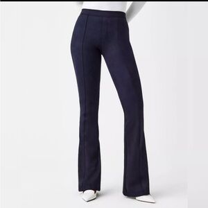 Spanx Faux Suede Flare Pants Large NWT Navy XL